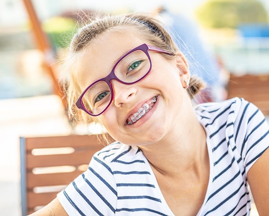 Child wearing braces