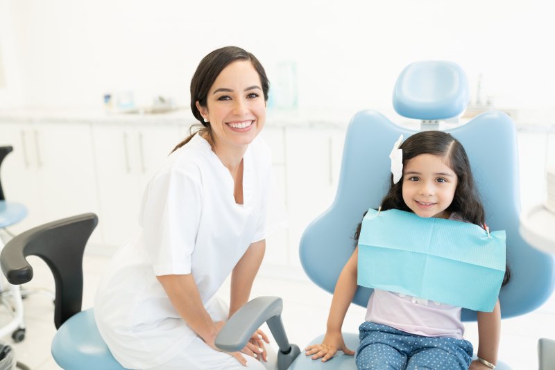 Girl smiling at the dentist’s office